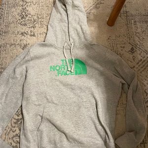 Worn Green and gray The North Face hoodie